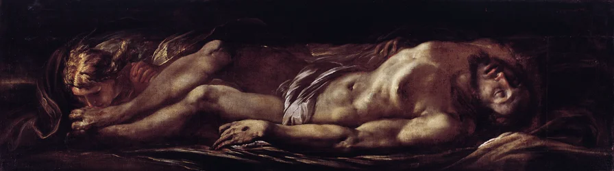 Giulio Cesare Procaccinin (1574-1625) maalaus Kristuksen laskeuma (Kuollut Kristus) Genes, Musei di Strada Nuova (entinen Palazzo Rosso) Italia
