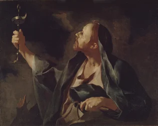 Mies lampun ja ruoskan kanssa Profeetta Sophonias
