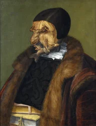 ""Le Juriste"" Peinture de Giuseppe Arcimboldi (Arcimboldo) (1527-1593) 1566 Dim. 64x51 cm, Nationalmuseum, Stockholmfinn