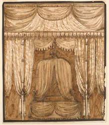 Piirustus, Sängyn alaviistosta, n. 1790.