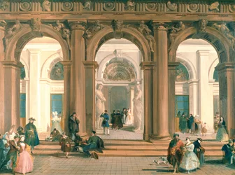 Sisäänkäynti Biblioteca Marcianaan, Piazzettaan, Venetsiaan