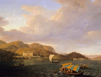 Villa Carlotta Tremezzossa Como-järvellä, kirjoittanut Giuseppe Bisi (1787-1869)