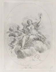 Allegorinen hahmo pilvellä putilla, Stefano Pozzin mukaan, n. 1745-1802.