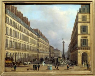 Rue Castiglione Pariisissa vuonna 1829. Giuseppe Canellan (1788-1847) maalaus