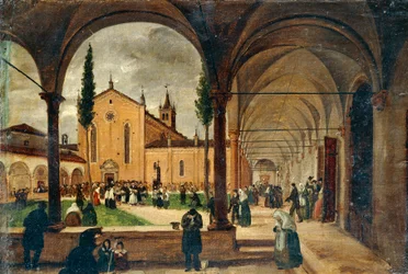 Pyhän Bernardinon luostari, Giuseppe Canella (1788-1847), öljy kankaalle, 29x42 cm.