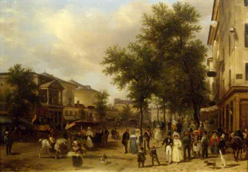Näkymä Boulevard Montmartrelle, Pariisi [jossa Théâtre des Variétés ja Passage des Panoramas].