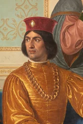 Ludovico il Moron hovi, yksityiskohta, jossa Ludovico il Moro on mukana