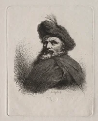 Miehen rintakuva, jolla on turkislakka.