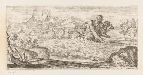 Polyphemus achtervolgt de vloot van Aeneas Täällä Polyphemus on läsnä, kauhistuneena, harppailee tasangon poikki (otsikko esineessä) Omzwervingen van Aeneas (sarjan nimi) Caraccin L