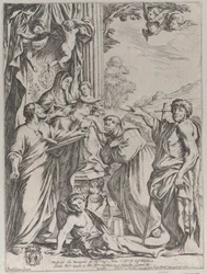 Neitsyt valtaistuimella kolmen pyhän kanssa, 1668.