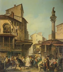 Markkinat Firenzessä, kirjoittanut Giuseppe Moricci (1806-1880), Italia