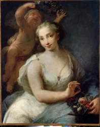 Kevät. Kevät (Primavera). Giuseppe Nogarin (1699-1763) maalaus ennen vuotta 1757. Venetsialainen taide. Öljy kankaalle. Pietarin Eremitaaši.