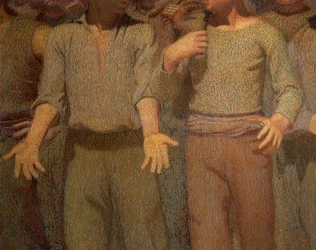 Neljäs osavaltio, Giuseppe Pellizza da Volpedo, yksityiskohta