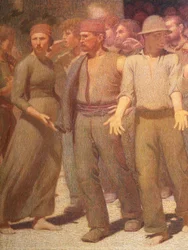 Neljäs osavaltio, Giuseppe Pellizza da Volpedo, yksityiskohta