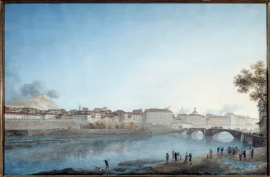 Kenraali Napoleon Bonaparten (1769-1821) saapuminen Nizzaan, ranskalaisten ensimmäiseen päämajaan 28. maaliskuuta 1796 Giuseppe Pietro Bagetin (1764-1831) akvarelli 1796 su. 0,54 x 0,82 m Nizza, taide- ja historiamuseo – kenraali Napoleon Bonaparten sisään
