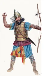 Antiikki: Assyrian raskas jousimies - Kuvitus: Giuseppe Rava.