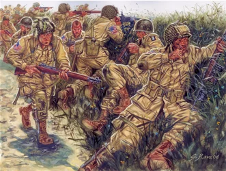 Toinen maailmansota: 101. ilmarynnäkködivisioona (101st US Airborne Division), lempinimeltään Screaming Eagles - WWII: 101st Airborne Division, Screaming Eagles - Kuvitus: Giuseppe Rava
