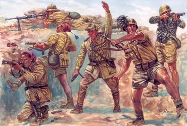 Toinen maailmansota: italialaisia bersagliereja Libyassa Italian miehityksen aikana vuosina 1934-1943