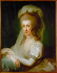 Keisarinna Maria Ludovica, Napolin ja Sisilian kuningas Kaarle III:n tytär, arkkiherttua ja myöhemmin keisari Leopold II:n vaimo (maalaus kankaalle).