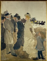 Luonnos hevoskilpailuja varten (öljy kankaalle)