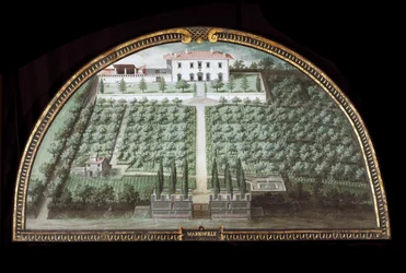 Näkymä Villa di Marignollesta Firenzen lähellä, Italiassa (Tempera