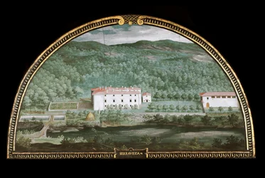 Näkymä Villa di Seravezzasta lähellä Massa Carraraa, Italia (Tempera