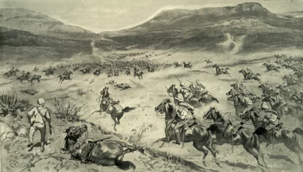 "The Last Stand Made by the Boers Before Kimberley-Charge of British Cavalry", 1900