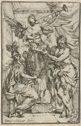 Minerva, Hercules ja Fame vaakunalla