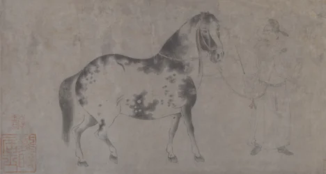 Yksityiskohta Five Tribute Horsesta (muste ja väri paperille)