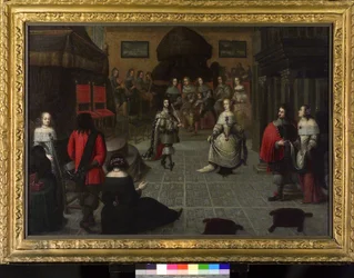 Englannin Kaarle II (1630-1685) tanssii Haagissa (Alankomaat) toukokuussa 1660, luultavasti veljentyttärensä Elizabeth van de Paltzin (1616-1680) kanssa Englannin kuninkaan arvon palauttamiseksi järjestetyssä seremoniassa.