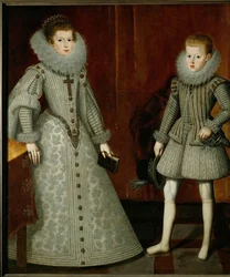 Infantti Filip, myöhemmin Espanjan kuningas Filip IV, ja hänen sisarensa Anna, Anne d