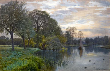 Great Ouse -joki auringonlaskun aikaan