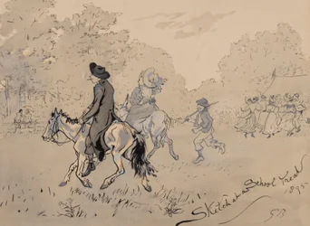 Sketch at a School Treat, 1895 (kynä, sivellin, muste ja wc paperilla)