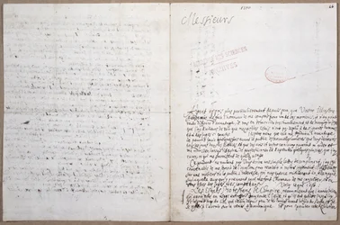 Ensimmäinen sivu kirjeestä, jonka Leibniz kirjoitti hänen pääsystään Academie des Sciences -akatemiaan Pariisissa, 8. helmikuuta 1700