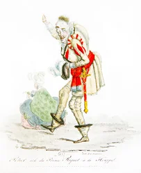 Charles Gabriel Potier roolissa Prinssi Riquet à la Houppe, n. 1825 (väri litho)