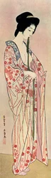 Japanilainen nainen pukeutuneena nagajubaniin, 1920 1930.