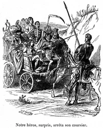 Kuvitus Cervantesin kirjoittamasta Don Quijoten seikkailuista.