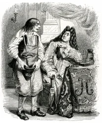 Le savetier et le financier: La Fontainen satu, jonka on kuvittanut Grandville.