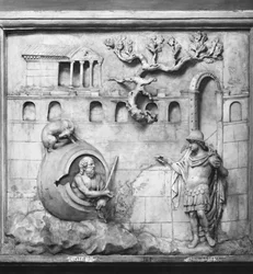 Diogenes ja Aleksanteri Suuri (356-323 eKr.) (marmori)