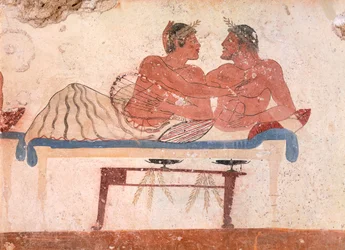 Symposiumikohtaus (yksityiskohta), n. 480-490 eKr. (fresko)