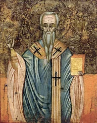 Pyhä Kyrillos Aleksandrialainen (n. 376-444), ikoni (tempera paneelissa)