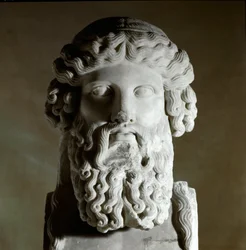 Kreikkalaisen filosofin Platonin (428-348 eKr.) rintakuva, marmoriveistos, Rooma, Capitoliumin museot