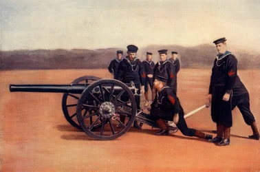 "Sighting A Naval Field Gun", 1900.