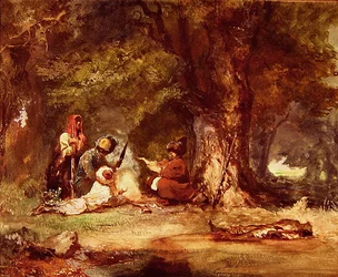 Venäläiset sotilaat Kaukasian sotien aikana 1817-1864 (akvarelli paperille)