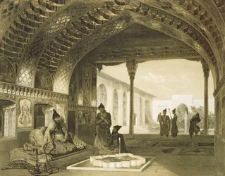 Peilisali Jerevanin Sardarin palatsissa, Armeniassa, levy 17 Kaukasusta käsittelevästä kirjasta, kaiverrettu Charles Claude Bachelier ja Celestin Francois Nanteuil (1813-73) pub. kirjoittanut Alfred