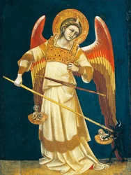Arkkienkeli Mikael punnitsee sieluja, noin 1354, Guariento (toimi 1338-1367 tai 1370)