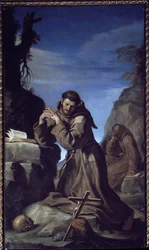 Saint Francois Adoring the Cross - Öljy kankaalle