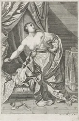 Lucretian kuolema, n. 1700-50 mahdollisesti Antonio Billy (aktiivinen 1700-luvun ensimmäinen puolisko) (etsaus paperille)