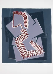 Nainen saniaisella nro 1, 2019 (linoleikkaus)