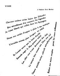 Guillaume Apollinairen (1880-1918) kalligrammi: "Visée"